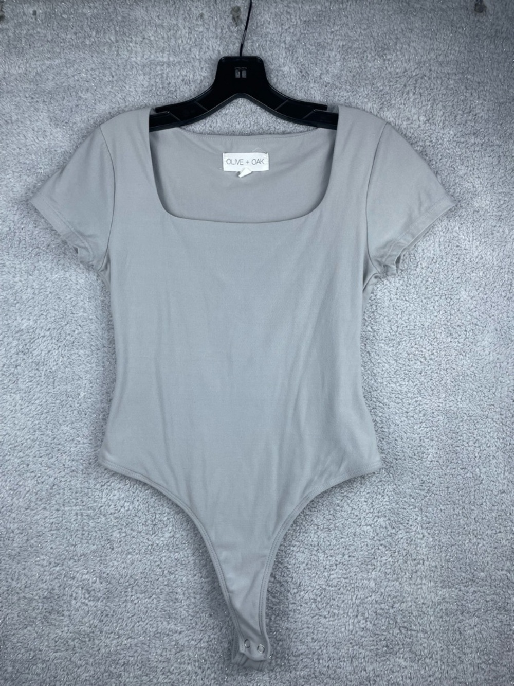 Olive & Oak Light Gray Square Neck Short Sleeve Bodysuit